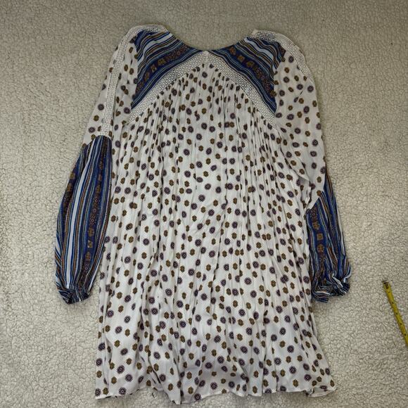 Free People Rain Shine Printed Lace-Up Dress Tunic Women’s Medium Boho Oversized - Picture 2 of 6
